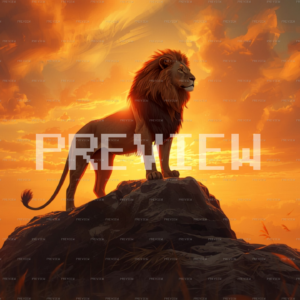 Commanding Lion In Rich Sunset Glow (Preview)