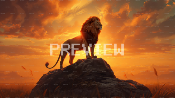 Commanding Lion In Rich Sunset Glow (Preview) Commanding Lion In Rich Sunset Glow (Preview)