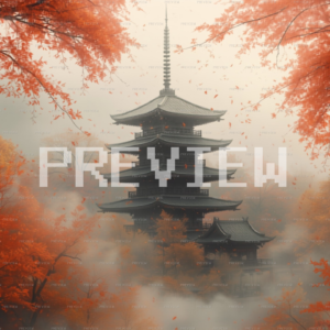 Dreamlike Japanese Pagoda In Autumn Colors (Preview)