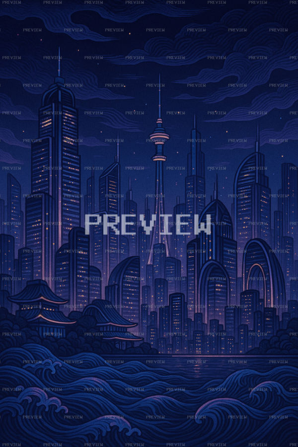 Elegant Futuristic Skyline Wallpaper (Preview)