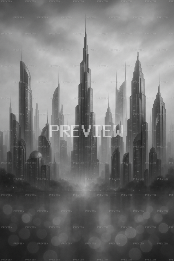 Elegant Futuristic Skyline Wallpaper (Preview)