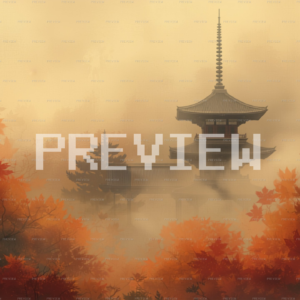 Elegant Pagoda At Dawn With Autumn Foliage (Preview) Elegant Pagoda At Dawn With Autumn Foliage (Preview)