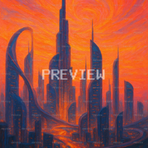 Energetic Futuristic Skyline Wallpaper (Preview)