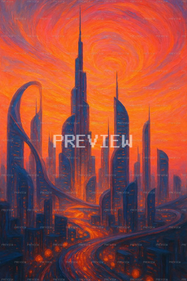 Energetic Futuristic Skyline Wallpaper (Preview)