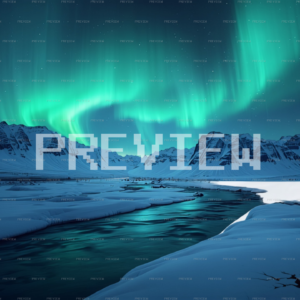 Icelandic Mountains With Auroras And River Reflection (Preview) Icelandic Mountains With Auroras And River Reflection (Preview)