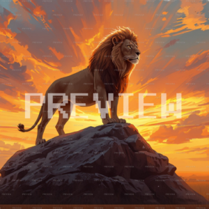 Lion On Rugged Rock At Sunset (Preview) Lion On Rugged Rock At Sunset (Preview)