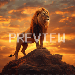 Regal Lion In Dramatic Sunset (Preview)