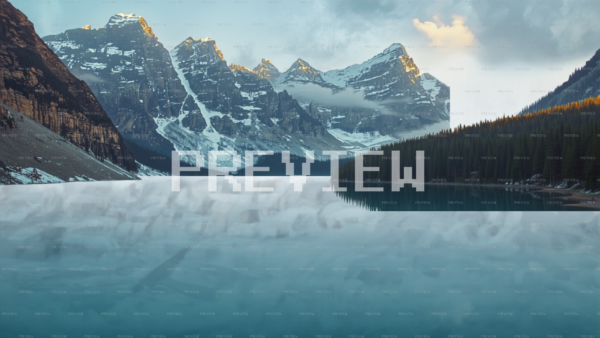 Towering Snow Capped Peaks In Turquoise Lake (Preview) Towering Snow Capped Peaks In Turquoise Lake (Preview)