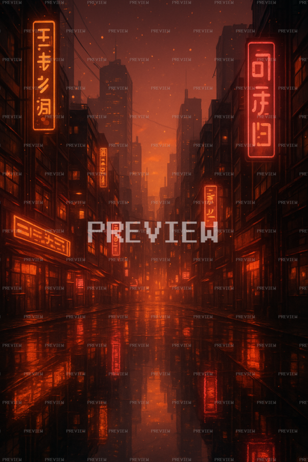 Warm Neon Cyberpunk City Wallpaper (Preview) Warm Neon Cyberpunk City Wallpaper (Preview)