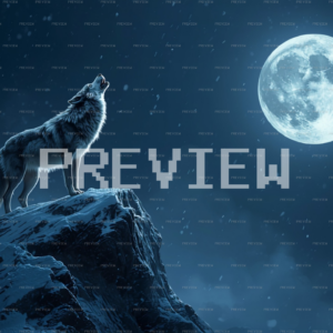 Wolf Amidst Snowy Ridge And Moonlight (Preview)