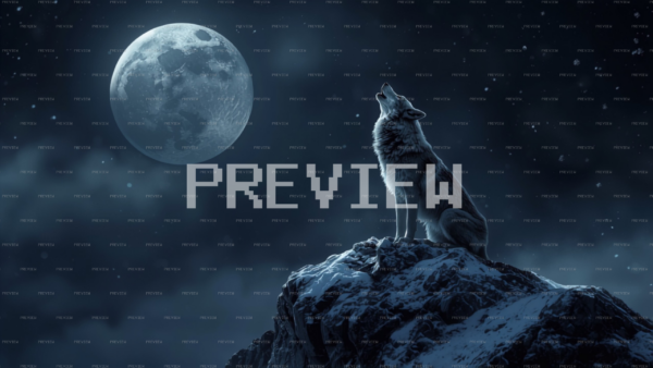Wolf Howling Beneath A Massive Moon (Preview)