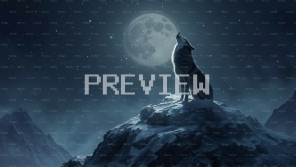 Wolf Howling Under A Full Moon (Preview)