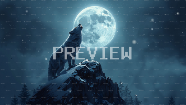 Wolf Mid Howl In A Snowy Landscape (Preview)